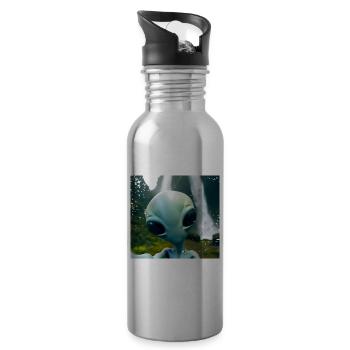 Alien Selfie - Neben dem Wasserfall - Trinkflasche mit integriertem Trinkhalm - Lightsilver - Rechts