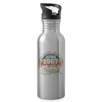 1967 June 1967 original - June 1967 Anniversary - Water bottle with straw - silver - Right