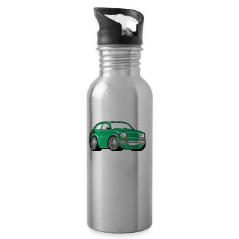 Green cartoon racing car toddler classic - Water bottle with straw - silver - Right