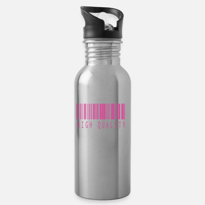 HIGH QUALITY BARCODE PINK - Water bottle with straw - silver