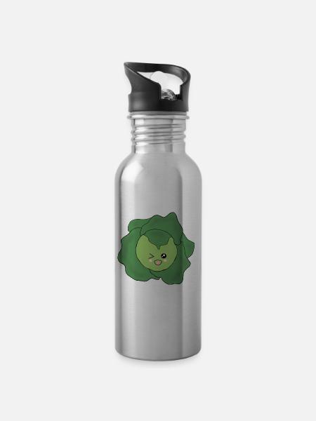 Visage Kawaii Costume Kawaii - Gourde avec paille intégrée - argent clair