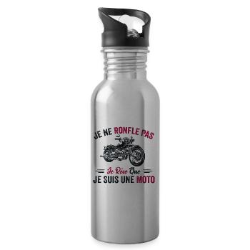 Ich schnarche nicht, ich träume, ich bin ein Motorrad - Trinkflasche mit integriertem Trinkhalm - Lightsilver - Rechts