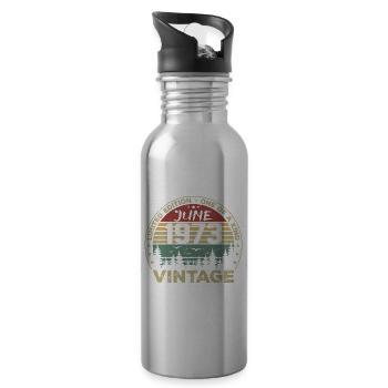 Geschenk Juni 1973 Geburtstag Juni 1973 Juni 1973 - Trinkflasche mit integriertem Trinkhalm - Lightsilver - Rechts
