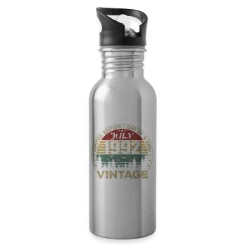 Geburtstagsgeschenk Juli 1992 Jahrgang 1992 - Trinkflasche mit integriertem Trinkhalm - Lightsilver - Rechts