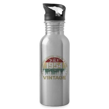 July 1954 Birthday Gift Vintage 1954 - Water bottle with straw - silver - Right