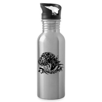 German Boxer on Retro Banner 1 - Water bottle with straw - silver - Right