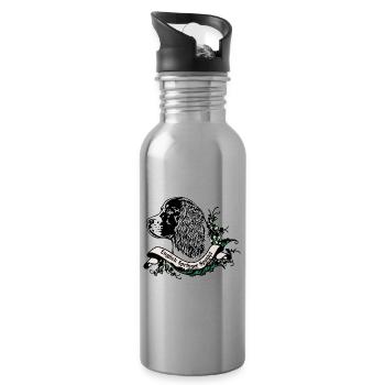 Springer Spaniel Anno 1900 - Trinkflasche mit integriertem Trinkhalm - Lightsilver - Rechts