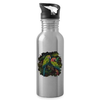 Bébé perroquet oiseau Ara Wilderness - Gourde avec paille intégrée - argent clair - Droite