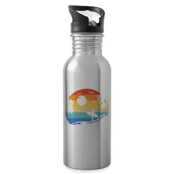 Strand Surfen Surfbrett Vintage Surfer Strand Surfen - Trinkflasche mit integriertem Trinkhalm - Lightsilver - Rechts