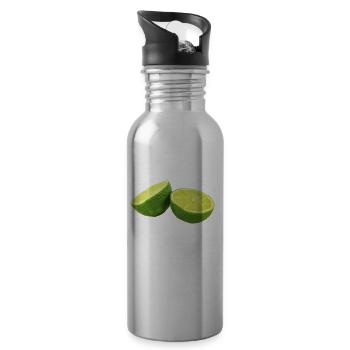 lemon lime lemon citrus veggie vegetable fruits - Water bottle with straw - silver - Right