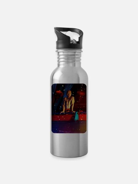 Khan T-shirt - Gourde avec paille intégrée - argent clair