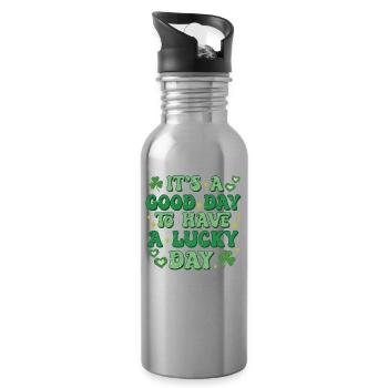 It's a good day to have a lucky day - Water bottle with straw - silver - Right