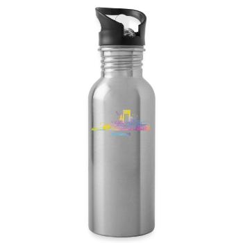 Hamburg Skyline Colorful Cityscape Hamburg - Water bottle with straw - silver - Right