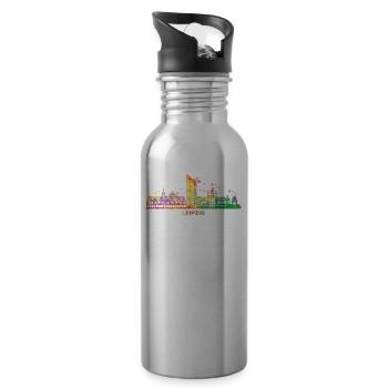 Leipzig Skyline Paysage urbain coloré Leipzig - Gourde avec paille intégrée - argent clair - Droite