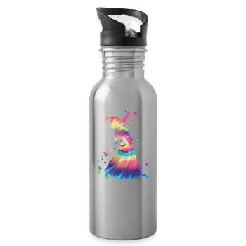 Flamenco woman with flamenco dress - Water bottle with straw - silver - Right