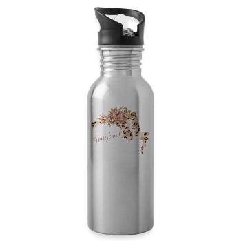 Maryland Leopard Pattern Map Leo - Water bottle with straw - silver - Right