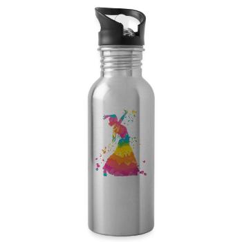 Flamenco woman with flamenco dress - Water bottle with straw - silver - Right