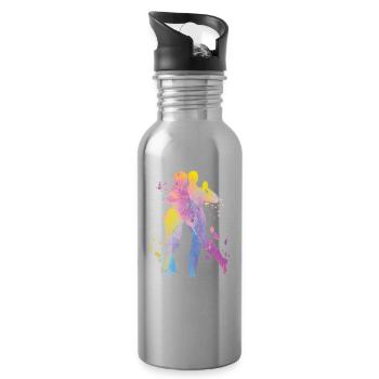Argentine Tango Dancing Milonga Vals - Water bottle with straw - silver - Right