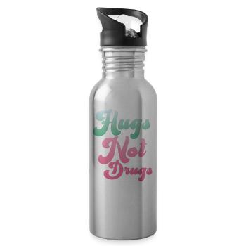 Hugs instead of drugs - Water bottle with straw - silver - Right