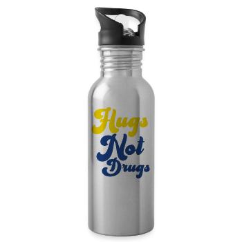 Umarmungen Statt Drogen - Trinkflasche mit integriertem Trinkhalm - Lightsilver - Rechts