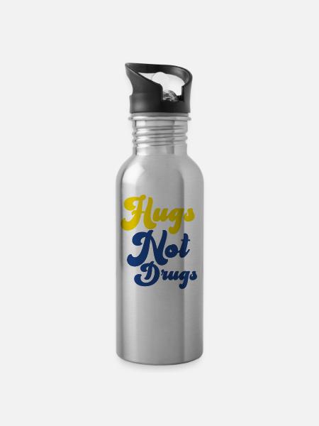 Umarmungen Statt Drogen - Trinkflasche mit integriertem Trinkhalm - Lightsilver