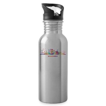 Edinburgher Skyline Stadtbild Edinburgh - Trinkflasche mit integriertem Trinkhalm - Lightsilver - Rechts
