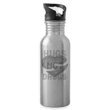Umarmungen Statt Drogen - Trinkflasche mit integriertem Trinkhalm - Lightsilver - Rechts