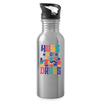Umarmungen Statt Drogen - Trinkflasche mit integriertem Trinkhalm - Lightsilver - Rechts
