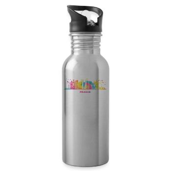 Praguer Skyline Stadtbild Prag - Trinkflasche mit integriertem Trinkhalm - Lightsilver - Rechts