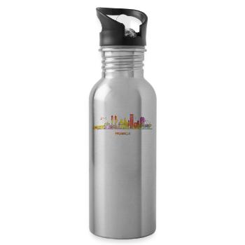 Münchener Skyline Bunt Stadtbild München - Trinkflasche mit integriertem Trinkhalm - Lightsilver - Rechts