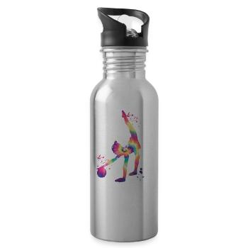 Gymnast with ball rhythmic gymnastics - Water bottle with straw - silver - Right