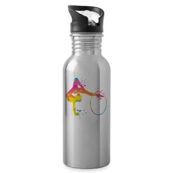 Gymnaste avec gymnastique rythmique au cerceau - Gourde avec paille intégrée - argent clair - Droite