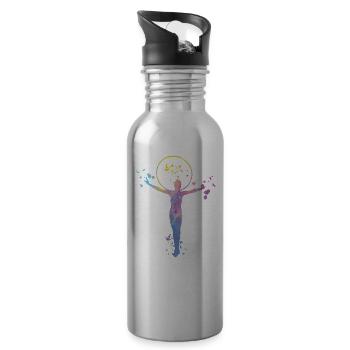 Gymnast with clubs Rhythmic gymnastics - Water bottle with straw - silver - Right
