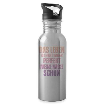 Das Leben Ist Nicht Immer Perfekt Nageldesignerin - Trinkflasche mit integriertem Trinkhalm - Lightsilver - Rechts
