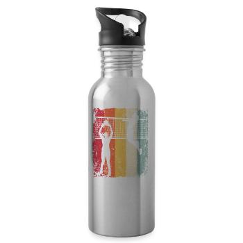 Volleyball Player Retro Beach Volleyball - Water bottle with straw - silver - Right