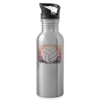 Volleyball Spieler Retro Beach Volleyball - Trinkflasche mit integriertem Trinkhalm - Lightsilver - Rechts