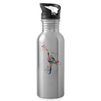Gymnastin Mit Baton Rhythmische Gymnastik - Trinkflasche mit integriertem Trinkhalm - Lightsilver - Rechts