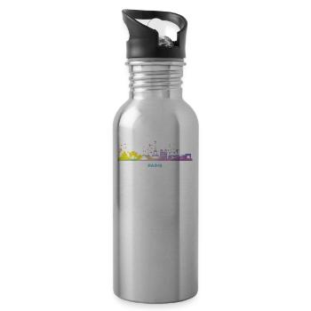 Pariser Skyline Paris - Trinkflasche mit integriertem Trinkhalm - Lightsilver - Rechts