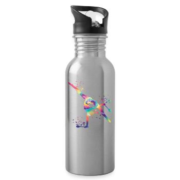 Gymnast with clubs Rhythmic gymnastics - Water bottle with straw - silver - Right