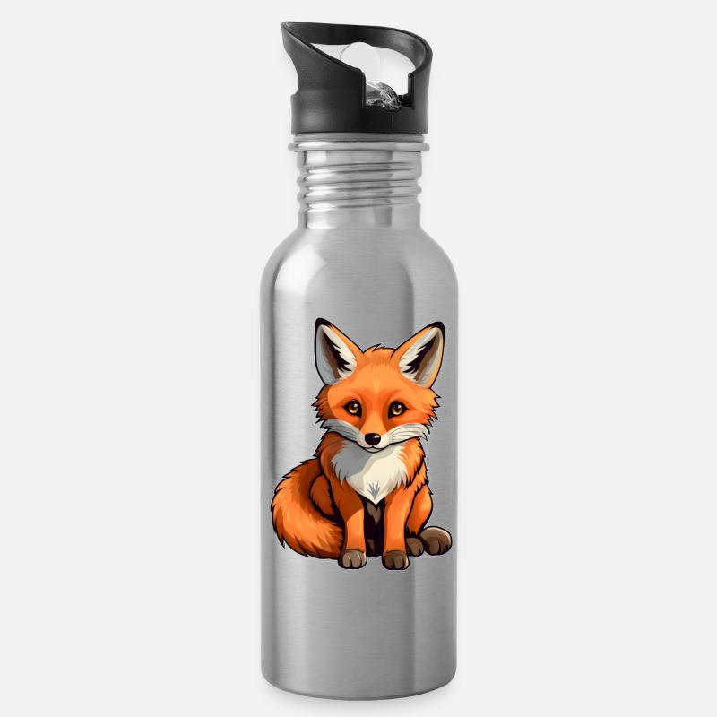 Der kleine Fuchs - Trinkflasche mit integriertem Trinkhalm - Lightsilver