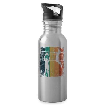 Volleyball Player Retro Beach Volleyball - Water bottle with straw - silver - Right