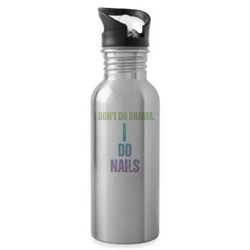 Ich Mache Kein Drama, Ich Mache Nägel - Trinkflasche mit integriertem Trinkhalm - Lightsilver - Rechts