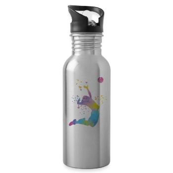 Volleyballspieler Kinder Beachvolleyball - Trinkflasche mit integriertem Trinkhalm - Lightsilver - Rechts