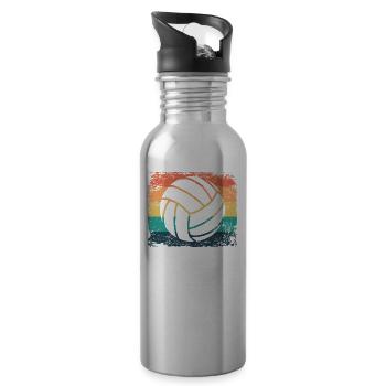 Volleyball Spieler Retro Beach Volleyball - Trinkflasche mit integriertem Trinkhalm - Lightsilver - Rechts
