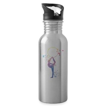 Gymnast with clubs Rhythmic gymnastics - Water bottle with straw - silver - Right