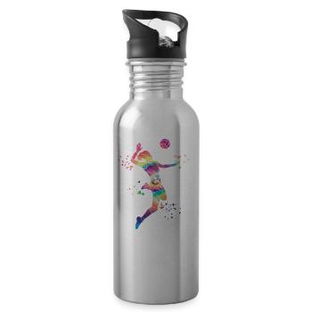 Volleyballspieler Kinder Beachvolleyball - Trinkflasche mit integriertem Trinkhalm - Lightsilver - Rechts