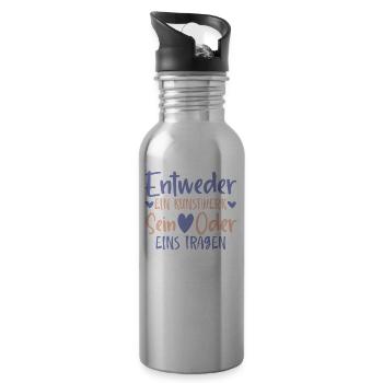 Entweder ein Kunstwerk Sein Nageldesignerin - Trinkflasche mit integriertem Trinkhalm - Lightsilver - Rechts