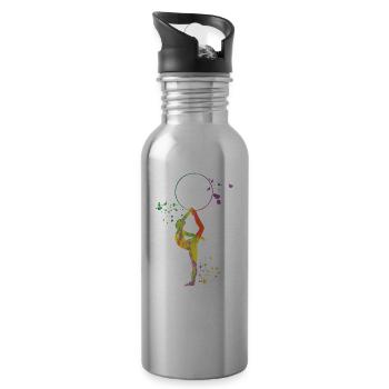 Gymnast with clubs Rhythmic gymnastics - Water bottle with straw - silver - Right