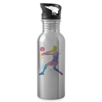 Joueurs de volley-ball enfants beach-volley - Gourde avec paille intégrée - argent clair - Droite