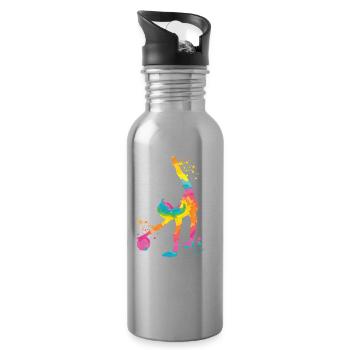 Gymnast with ball rhythmic gymnastics - Water bottle with straw - silver - Right